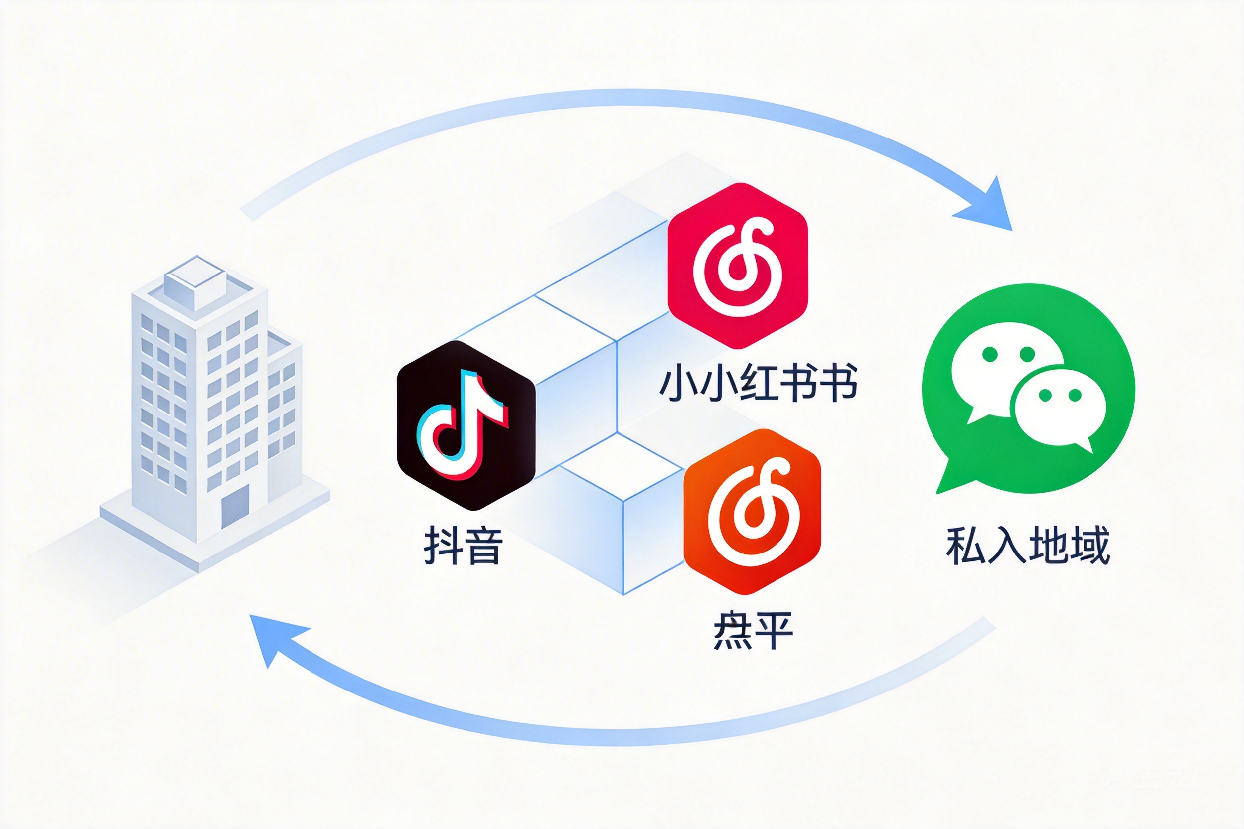 商业地产在抖音/小红书/点评上的投放,如何反向导流到自有私域?(可落地的企微增长打法)