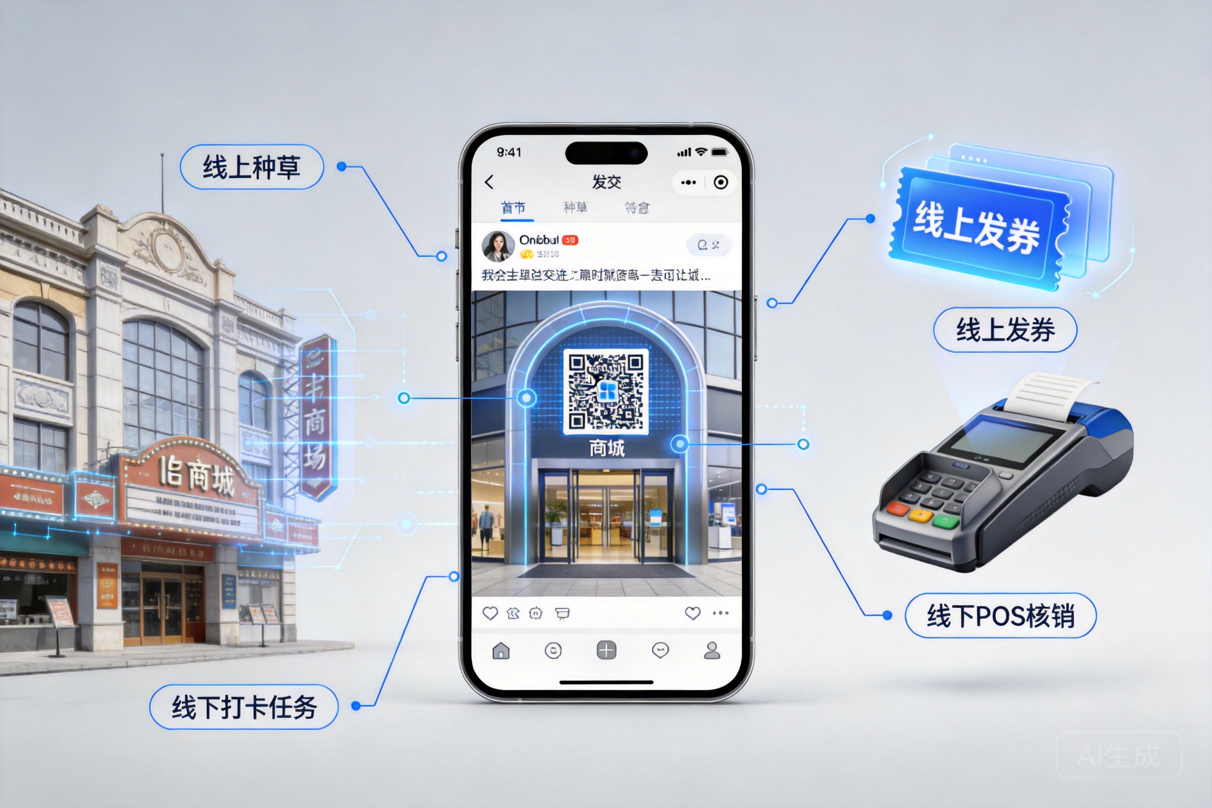 线上线下联动玩法:线上种草+线下打卡任务、线上发券+线下核销,老旧商场如何用数据驱动拉新与回流