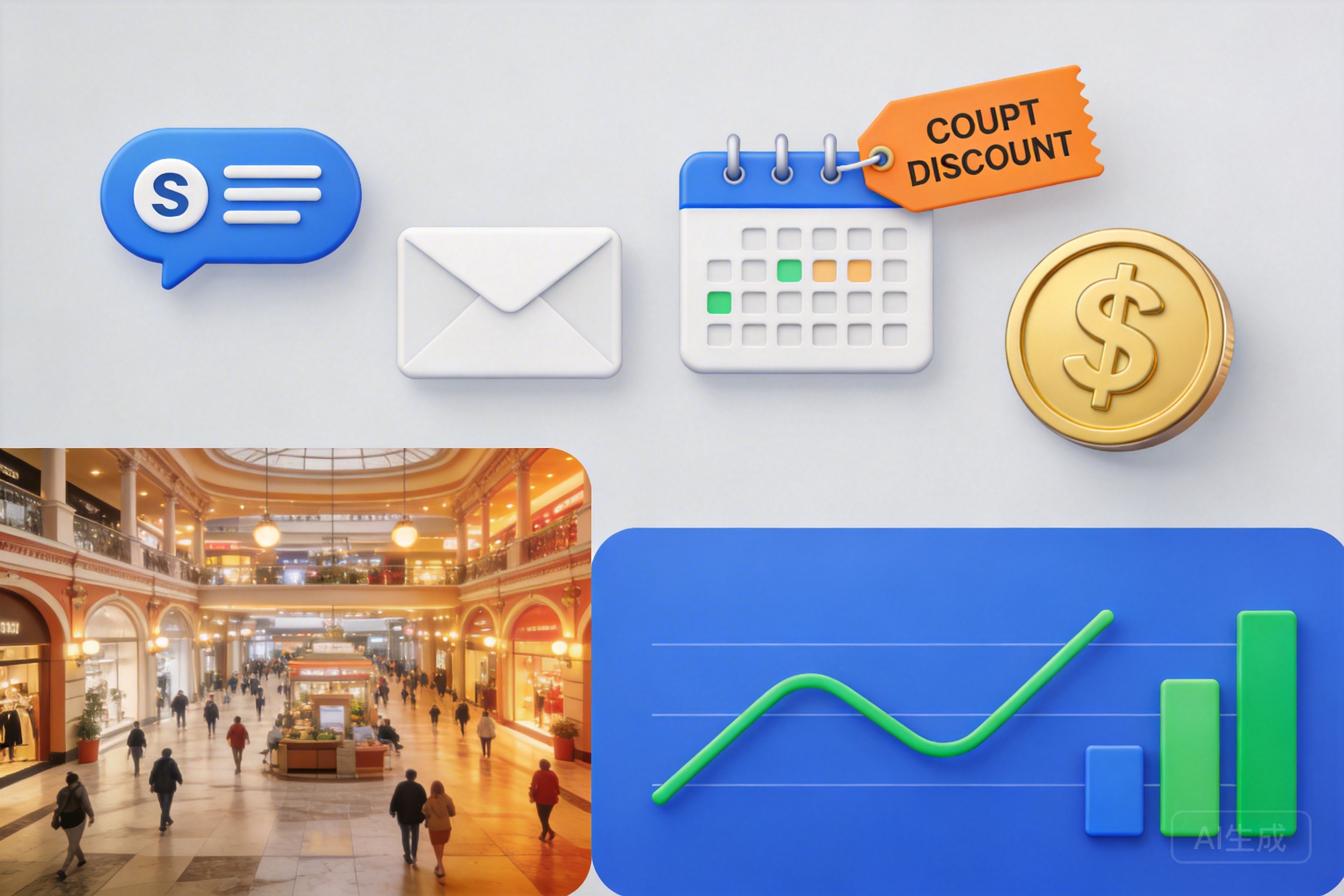 短信与邮件触达:活动预告、券到期提醒、积分即将清零提醒——老旧商场用数据驱动把“沉睡会员”拉回现场